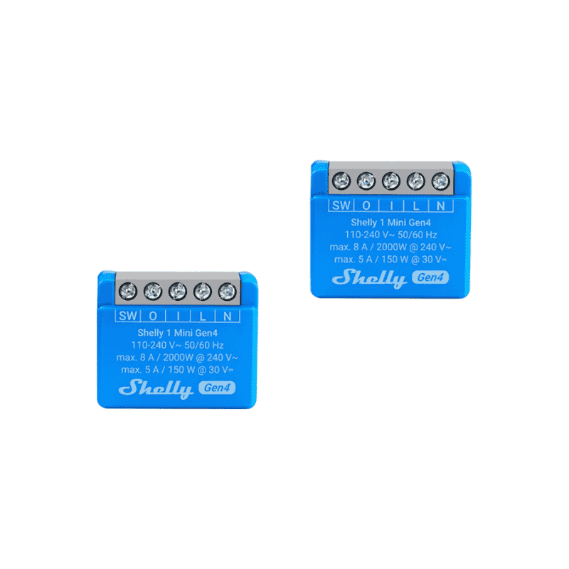 Shelly 1 Mini Gen4, Set 2 Relee Smart, Zigbee, Wi-Fi cu Contact Uscat, 8A Shelly 1 Mini Gen4, Set 2 Relee Smart, Zigbee, Wi-Fi cu Contact Uscat, 8A