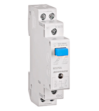 f_bz127531- Buton modular (cu revenire) 1ND+1NI, cu LED, 16A, 24VAC/DC Schrack