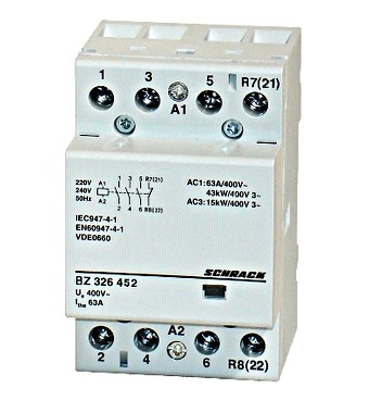 f_bz326452- Contactor modular 3UH, 63A, 3ND+1NI, 230VAC Schrack