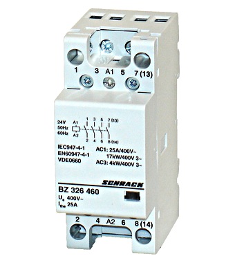 f_bz326460-1-1 Contactor modular 2UH, 25A, 4ND, 24VAC Schrack