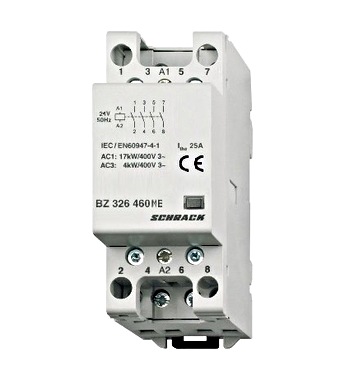 f_bz326460me Contactor modular (2UH) 25A, 4 ND, 24Vca, seria AMPARO Schrack