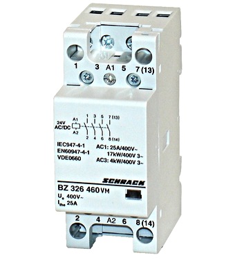 f_bz326460vm-1 Contactor modular (2UH) 25A, 4ND, 24Vca&cc Schrack