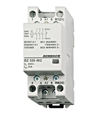 f_bz326462- Contactor modular 2UH, 25A, 3ND+1NI, 24VAC Schrack