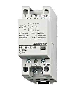 f_bz326462vm-1 Contactor modular (2UH) 25A, 3ND+1NÎ, 24Vca&cc Schrack