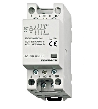 f_bz326463me Contactor modular (2UH) 25A, 3ND+1NÎ, 230Vca, seria AMPARO Schrack