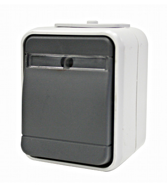 f_el442129- Buton cu revenire cu inscriptionare IP44, gri/gri Schrack