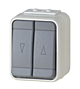 f_el442809- Buton comanda jaluzele IP44, gri/gri Schrack