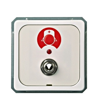 f_el735120- Buton apel+doză pentru buton cu fir, alb-perlă Schrack
