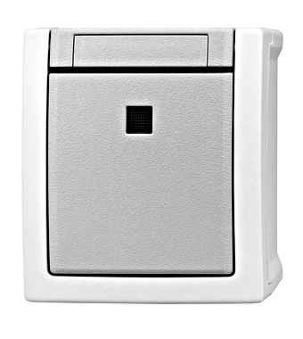 f_ev210020- Buton cu 1ND+lumină orientare+cond.N, 10A, PT, cl.el, IP54 Schrack