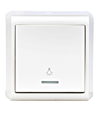 f_ev310005- Buton 1ND, 10A, luminos, PT, cleme cu şurub, IP20, alb Schrack