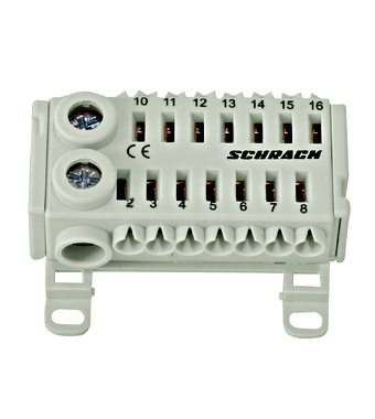 f_ik021081- Clemă cu conexiune rapidă, alb, 2 x 25mm², 14 x 6 mm² Schrack