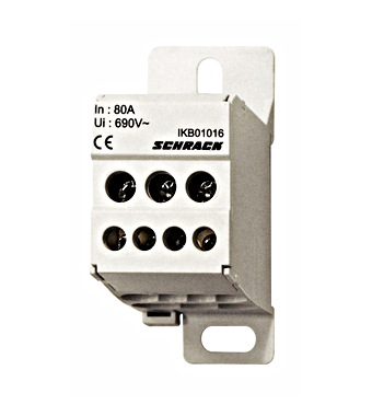f_ikb01016-1-1 Clemă deriv. 1 pol 80 A, 1x16 mm² / 2x16 mm²+4x6 mm² Schrack