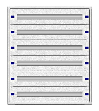 f_il149318- Cadru montaj compl. 3-18UV, 6 şine, plastr.plastic Schrack
