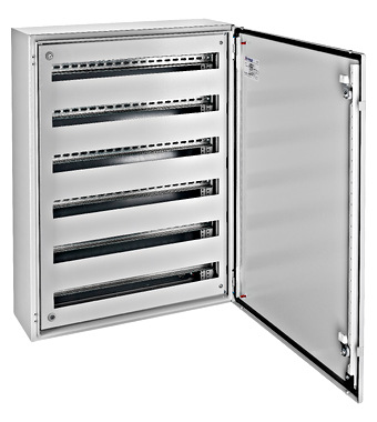 f_wsaie8060p Cadru modular 6 rânduri x 27 mod., pe balamale, cu şine DIN Schrack